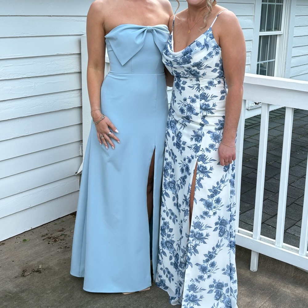 Blue Strapless Revelry Bridesmaids Dress